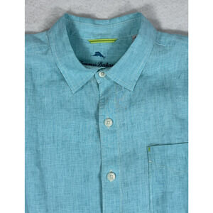 Tommy Bahama Linen Shirt Mens Large Relax Blue Coastal Large Resort